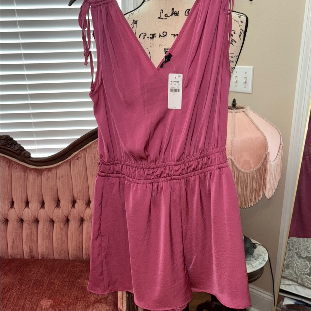 Express V-Neck Pink Romper new pink